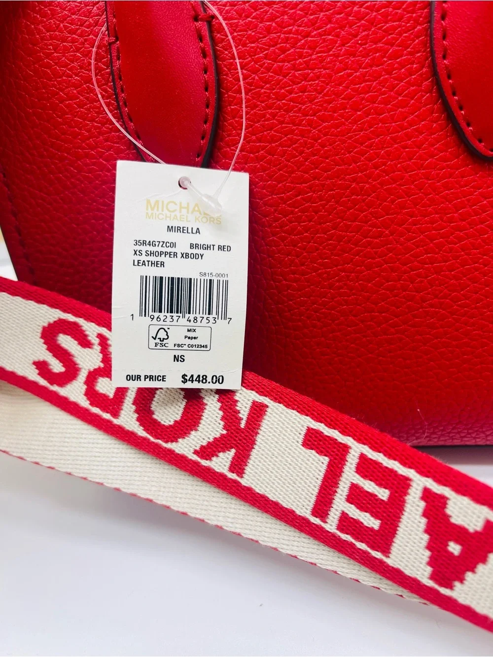 MICHAEL KORS Mirella Extra-Small XS Shopper XBody Crossbody Bag Bright Red  NWT